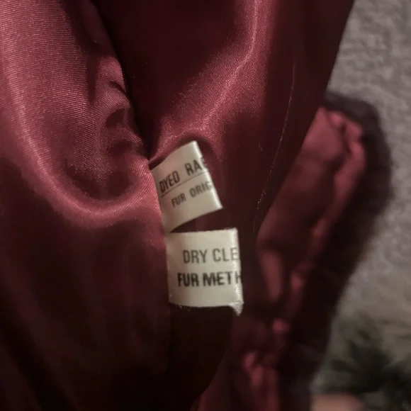 Women's Rabbit Fur Jacket - Burgundy - Picture 7 of 8